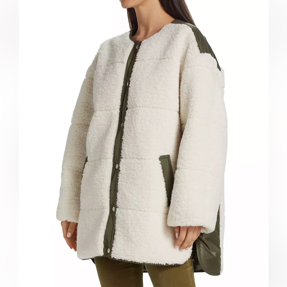 Frame Oversized Sherpa Jacket, Cream, XS  New with tags